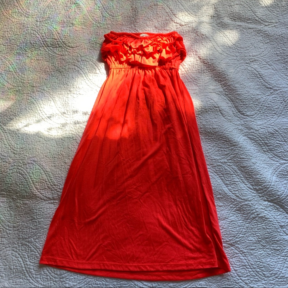 Neon Pink Strapless Dress